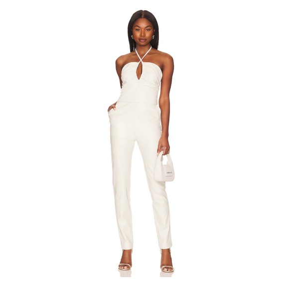 New! NONCHALANT Label Faux Leather Juno Jumpsuit in White - Picture 3 of 11